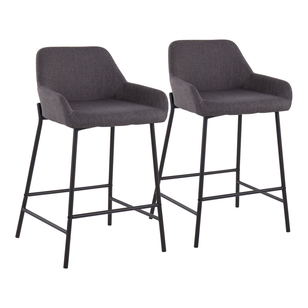 Industrial Fixed Height Counter Stool Set with Upholstered Seat - Multiple Colors