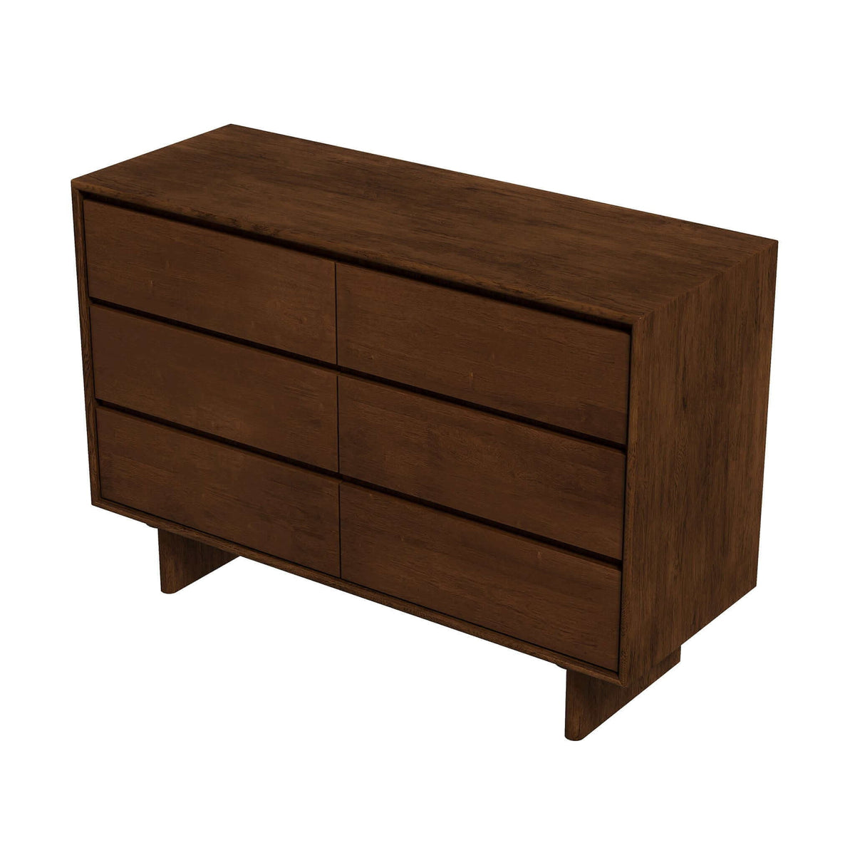 Brown Mid-Century Dresser with 6 Drawers - Solid Wood