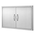 Stainless Steel BBQ Access Door with Ergonomic Handles - Silver
