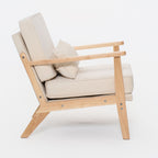 Living Room Chair with Lumbar Pillow and Solid Wood Frame - Dark Gray, Dark Green, Beige