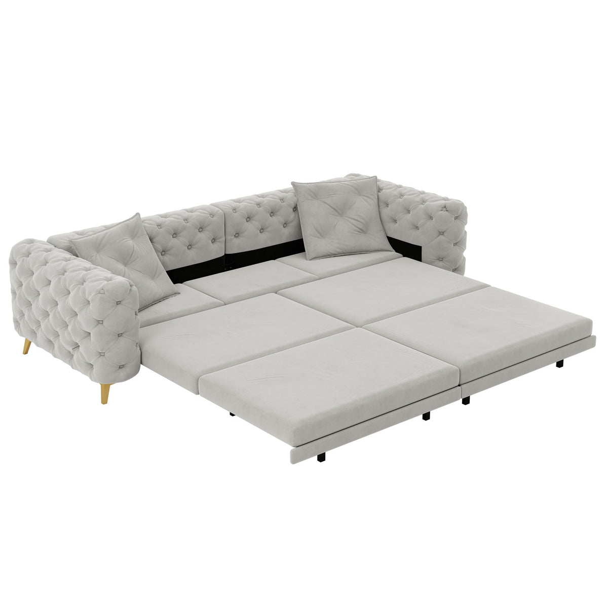 3-In-1 Convertible Sleeper Sofa Set with Deep Seat & Movable Ottoman - White, Beige, Gray