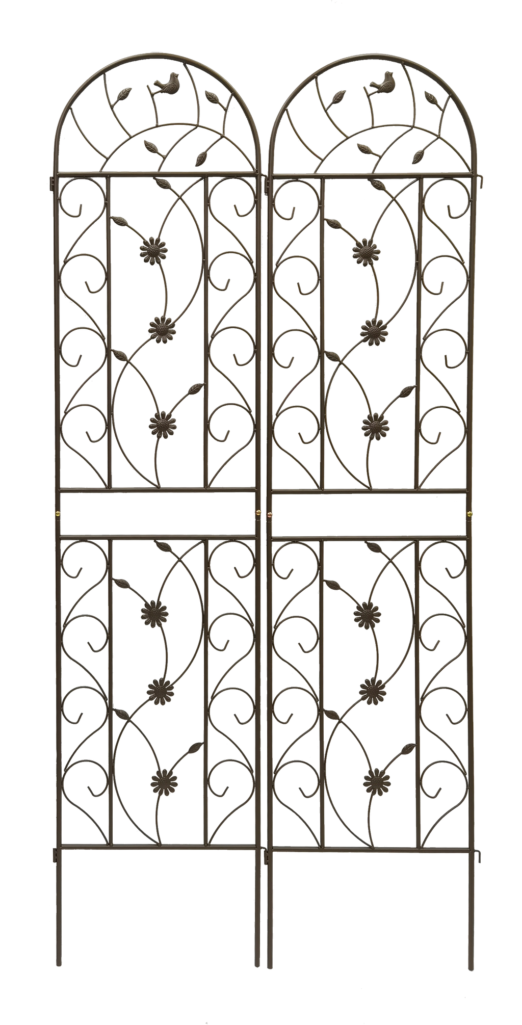 Rustproof Metal Garden Trellis Set with Reliable Plant Support - Brown