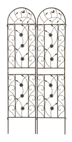 Rustproof Metal Garden Trellis Set with Reliable Plant Support - Brown