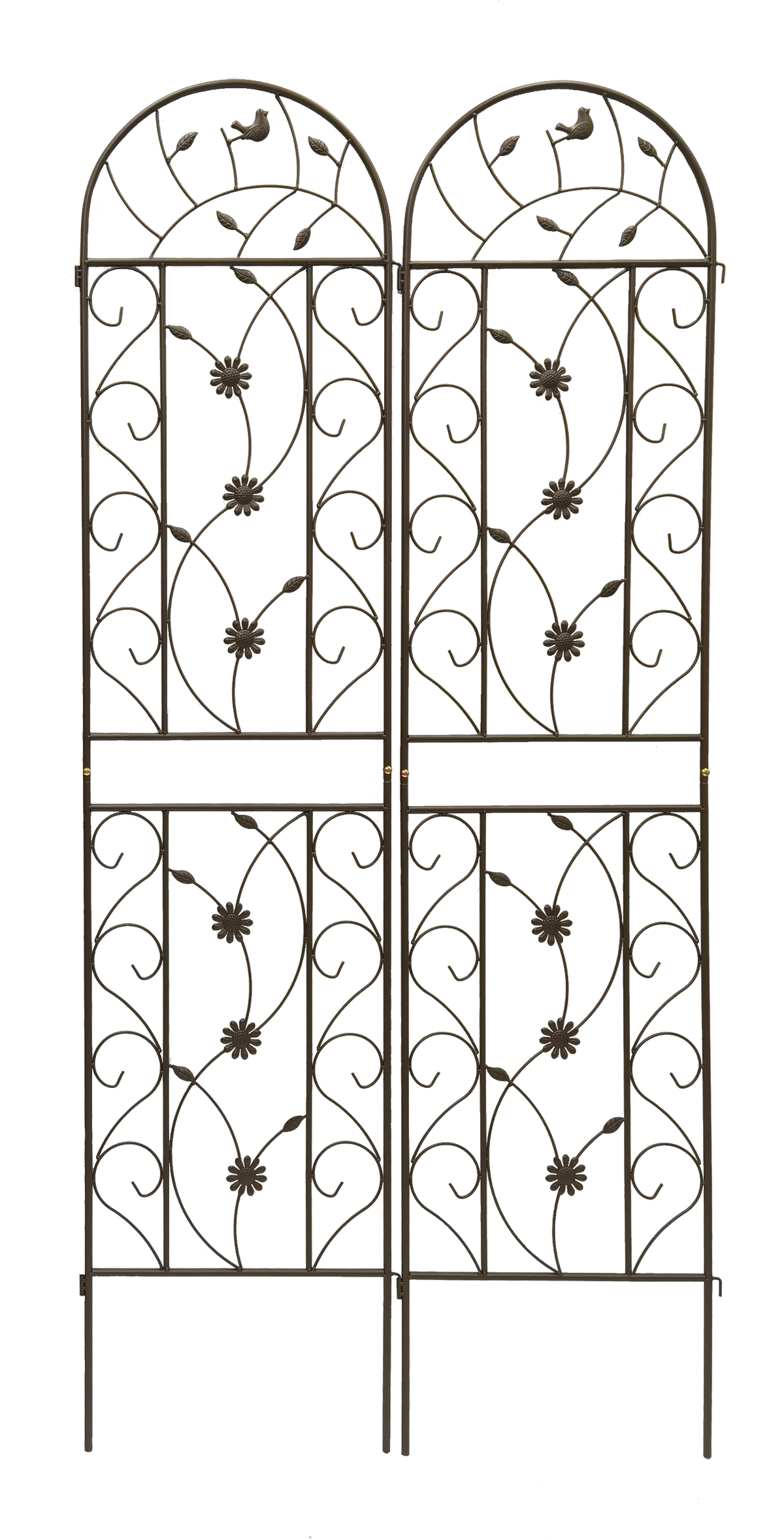 Rustproof Metal Garden Trellis Set with Reliable Plant Support - Brown