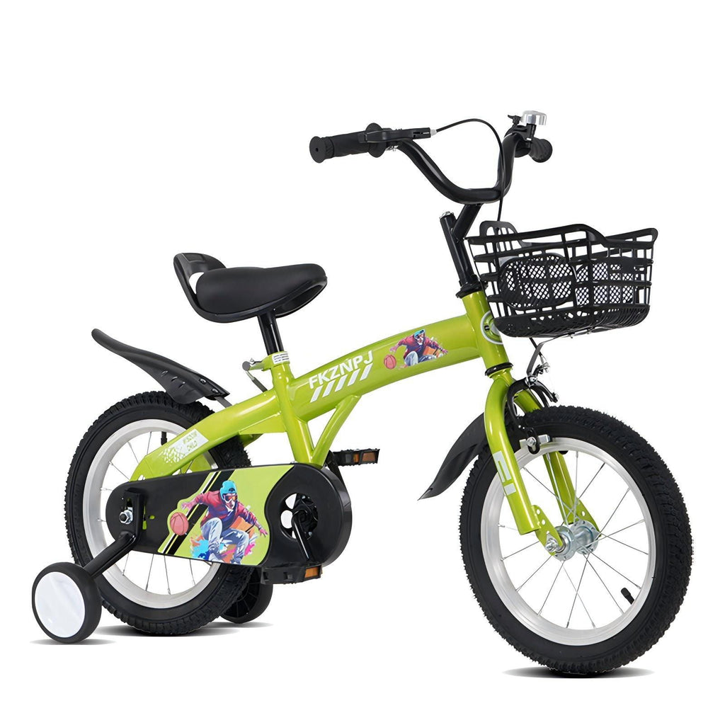 16-Inch Sporty Kids Cruiser Bike with Training Wheels - Green or Pink