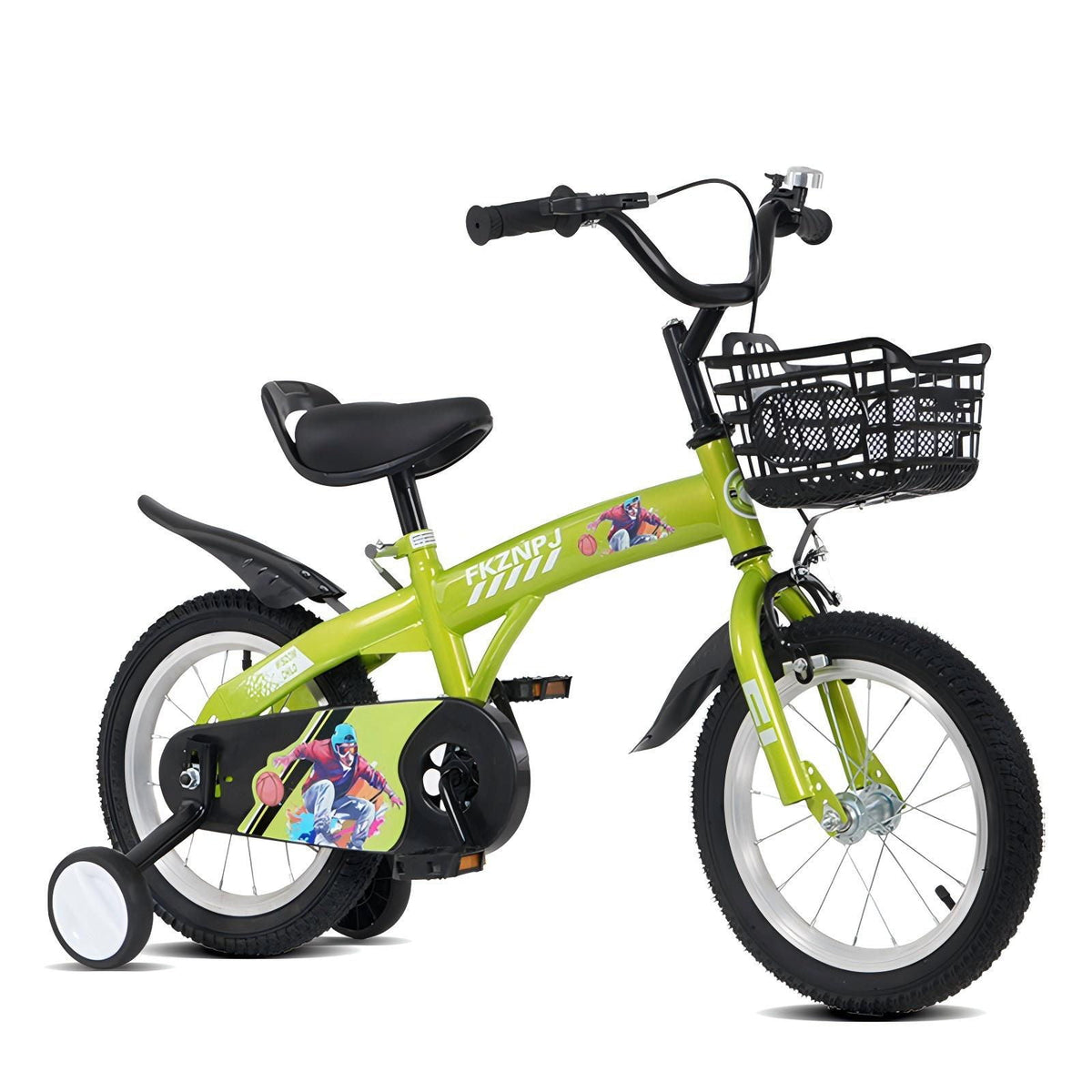 16-Inch Sporty Kids Cruiser Bike with Training Wheels - Green or Pink