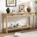 Fir Veneer Entryway Table with Honeycomb-Patterned Drawers - Natural