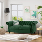 Chesterfield Loveseat Sofa with Tufted Velvet - Emerald or Navy Blue