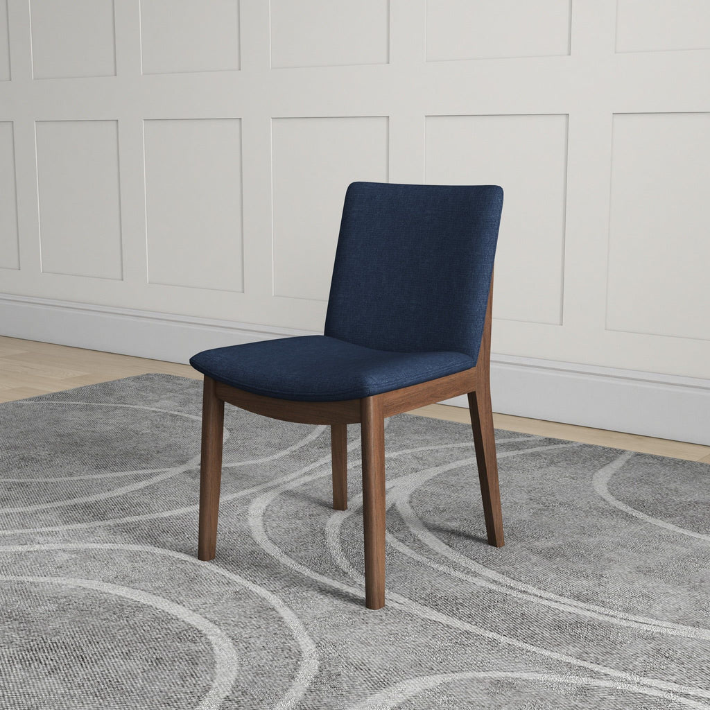 Mid-Century Modern Solid Wood Dining Chair Set with Fabric Upholstery - Multiple Colors