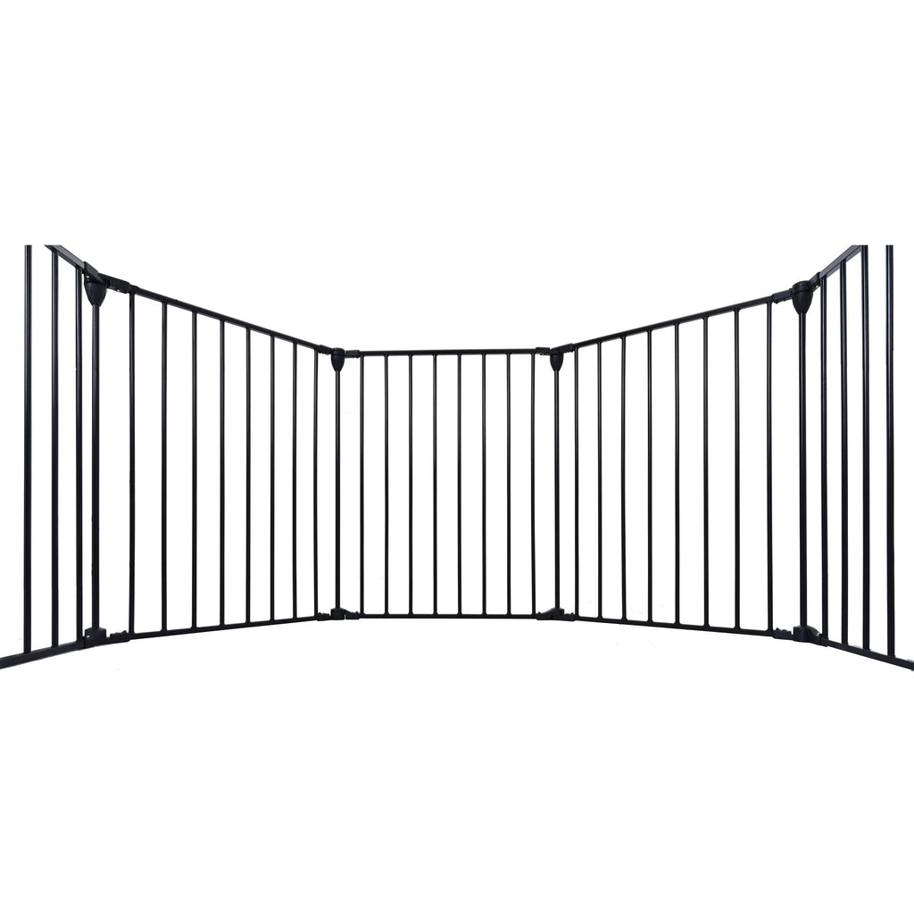 Adjustable Metal Safety Gate Play Yard with Pivoting Panels - Black