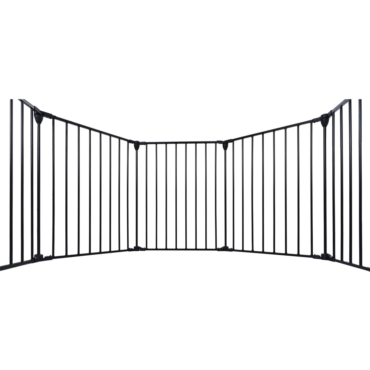 Adjustable Metal Safety Gate Play Yard with Pivoting Panels - Black