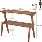 Narrow End Table with 2 Tier Shelf - Cherry Wood