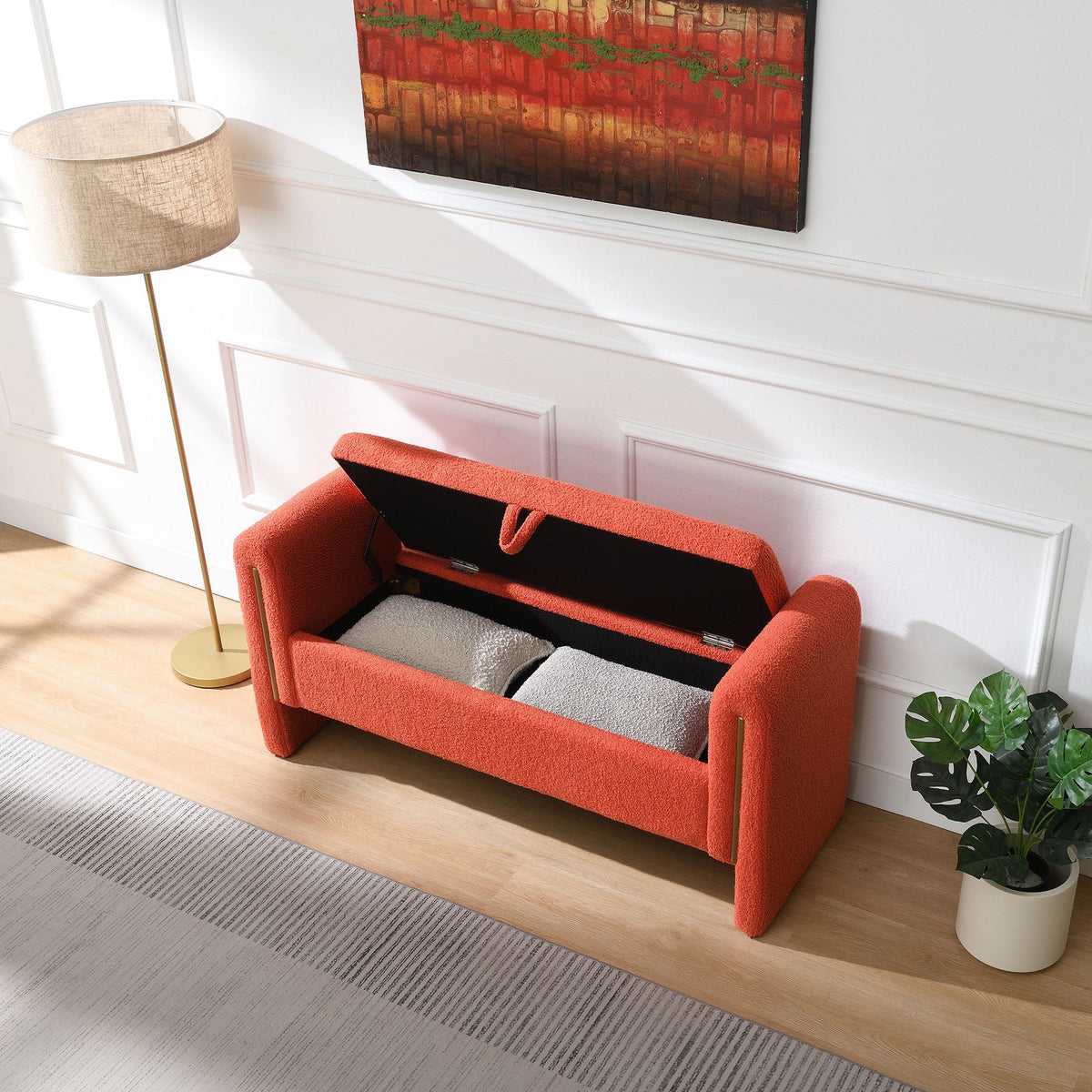 Modern Teddy Upholstered Bed End Bench with Storage - Multiple Colors