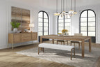 Dining Table with Leaf - Solid Wood Expandable - Light Brown