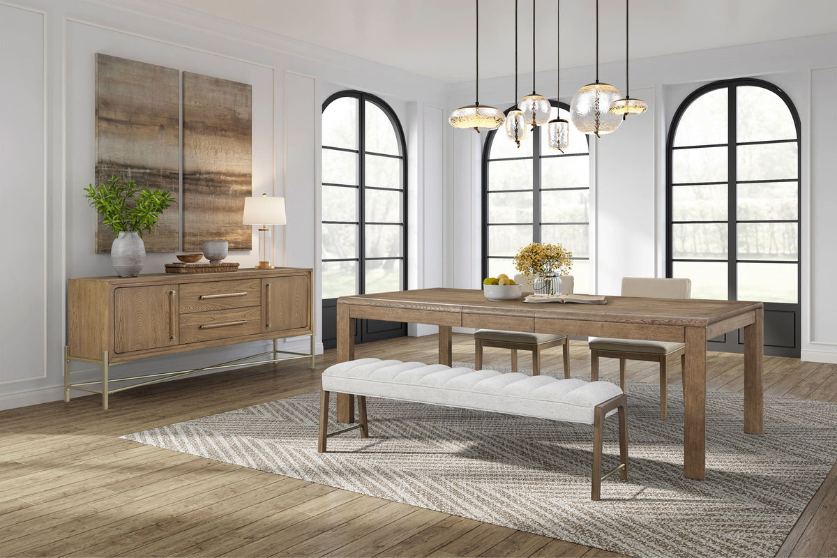 Dining Table with Leaf - Solid Wood Expandable - Light Brown