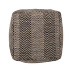 Handcrafted Cotton Pouf with Chevron Pattern - Brown