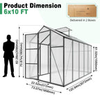 Windproof Greenhouse with Raised Base - Polycarbonate Panels - Black