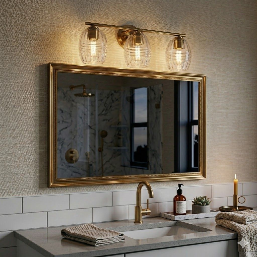 Luster 3 Lights Vanity With Clear Glass