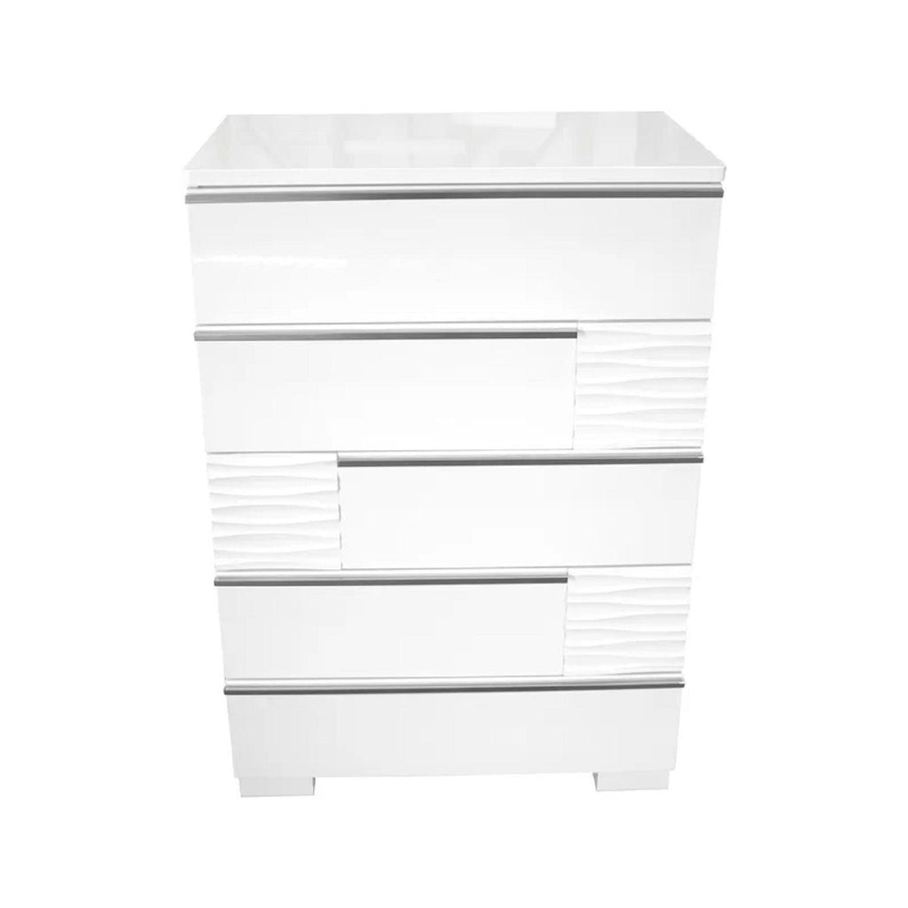 White 5 Drawer Chest with Smooth Gliding Drawers - Bedroom