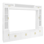 Wall Unit Entertainment Center with Glass Doors - White or Black