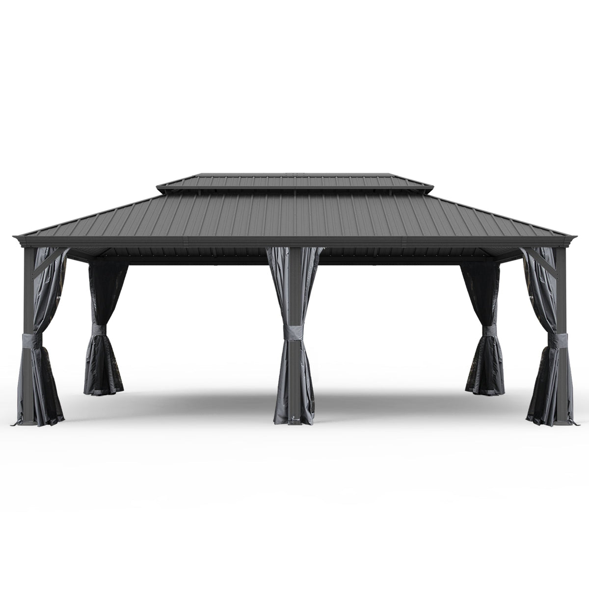 14' x 24' Hardtop Gazebo with Drainage System - Brown or Grey