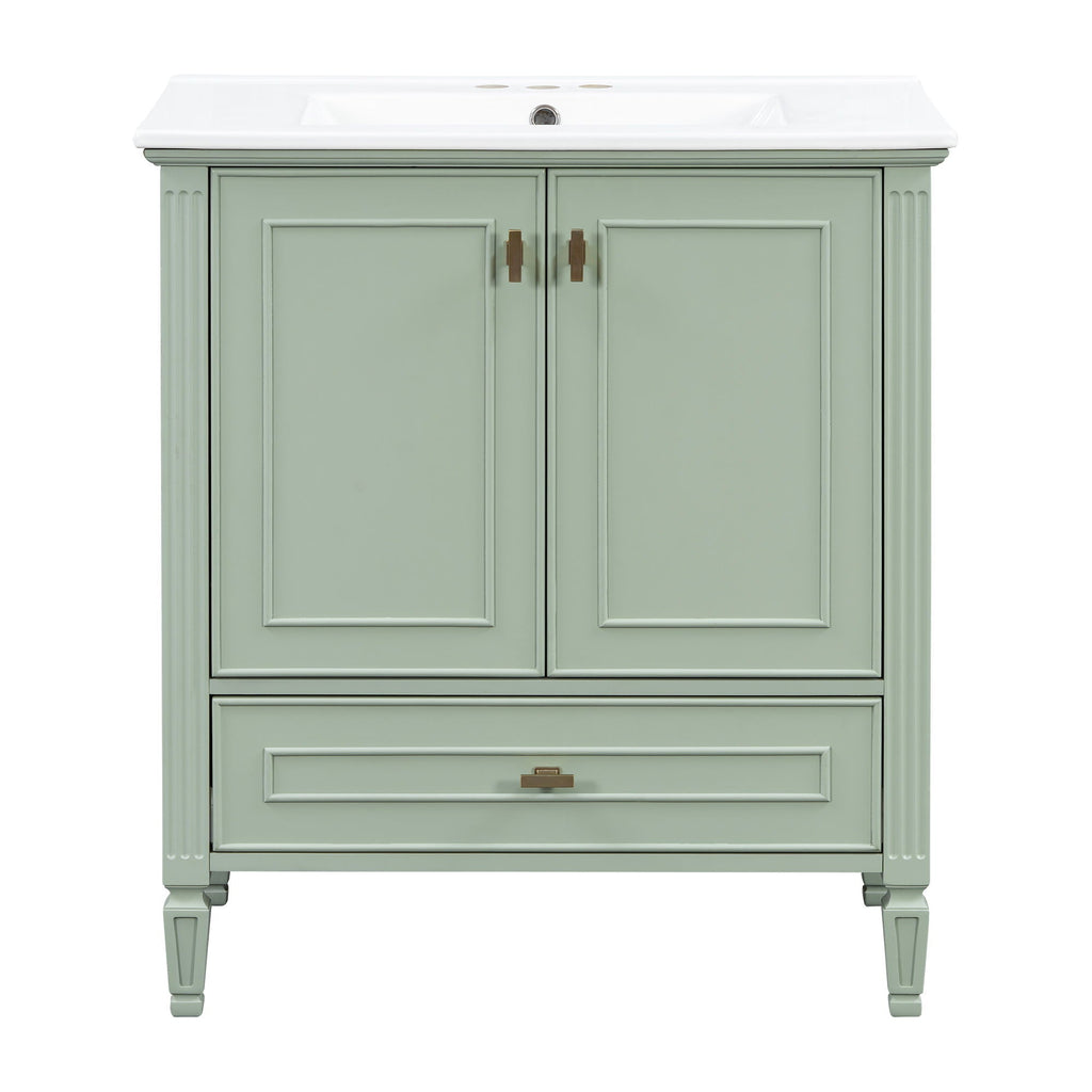 Freestanding Vanity with Drawer & Soft Close Doors - Green or White