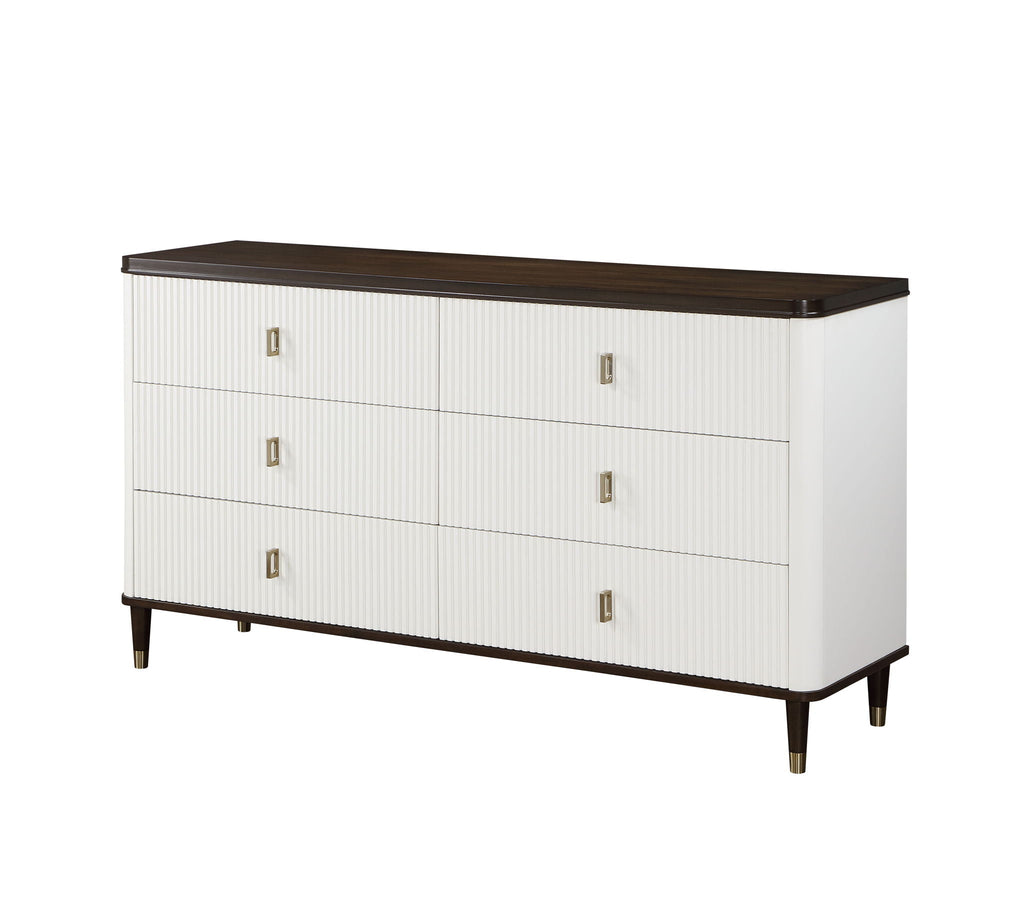 Carena Dresser with Jewelry Tray and Ample Storage - White / Walnut