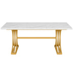 White and Gold Executive Desk with X-Legs - Stain-Resistant Surface
