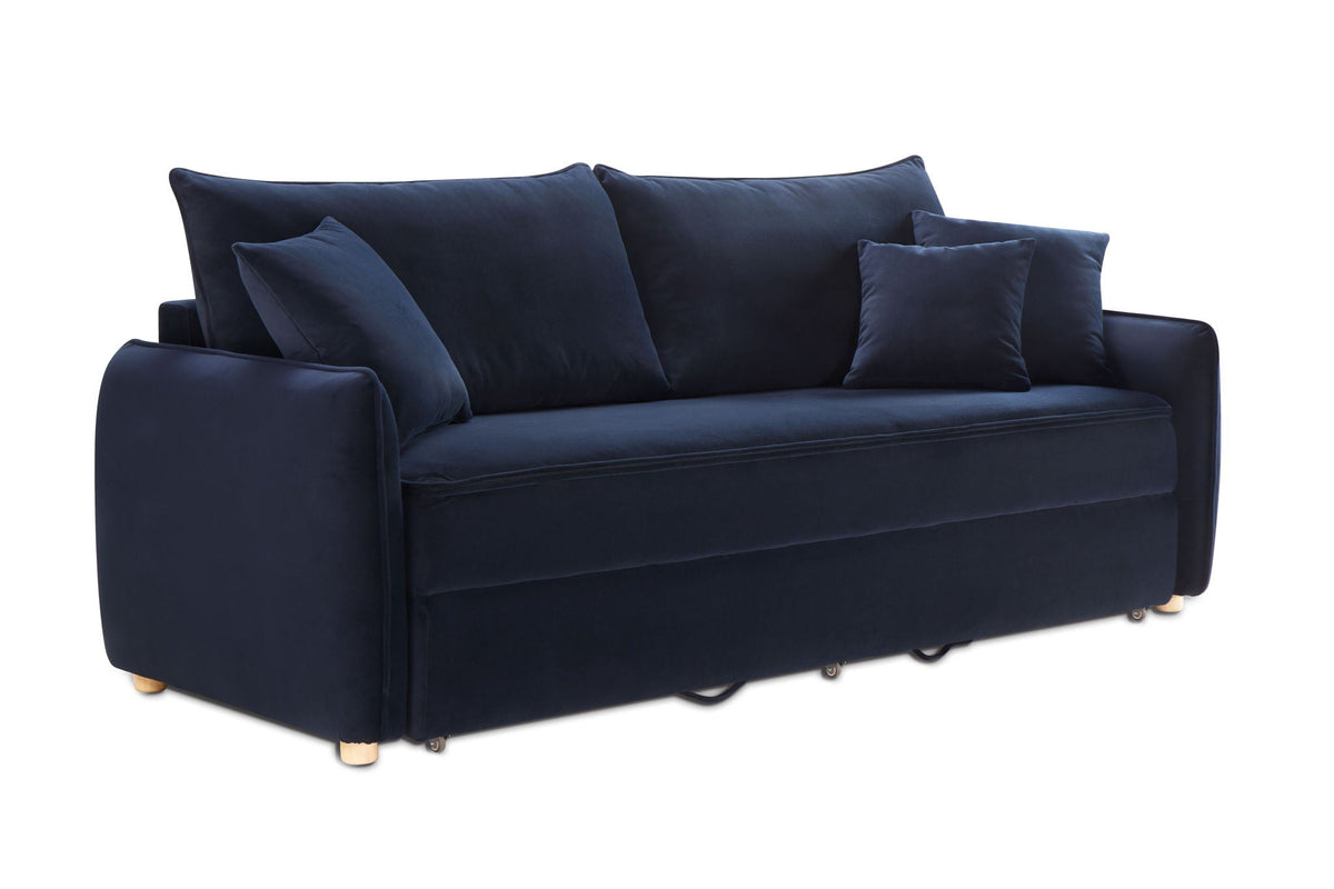 Irina Pull-Out Sleeper Sofa with Storage and Removable Cushions - Dark Gray or Blue