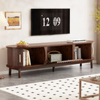 TV Stand Entertainment Center with Storage and Sliding Doors - Dark Brown