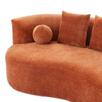 90-Inch Curved Modern Chenille Sofa with Artistic Curved Design - Orange or White