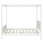 Canopy Platform Bed with Headboard and Footboard, Slat Support Leg - Queen