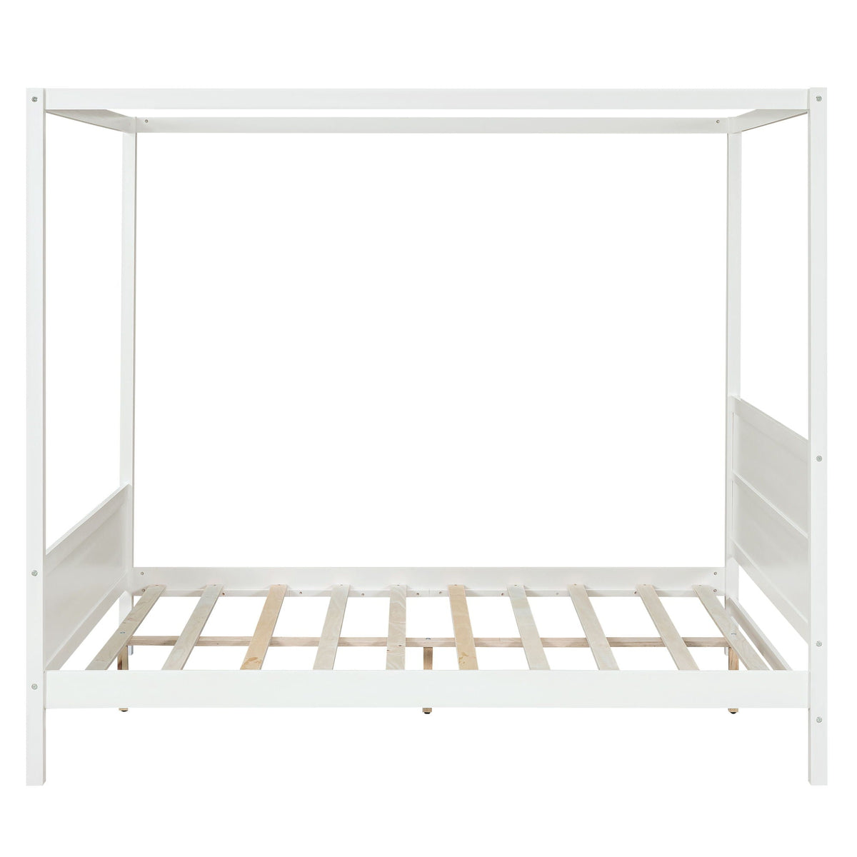 Canopy Platform Bed with Headboard and Footboard, Slat Support Leg - Queen