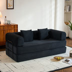 Convertible Sleeper Sofa Bed with Fixed Shape Frame and Cylindrical Pillow - Fabric