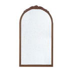 Hand Carved Rose Antique Arched Mirror Frame with Intricate Carvings - Black or Light Brown