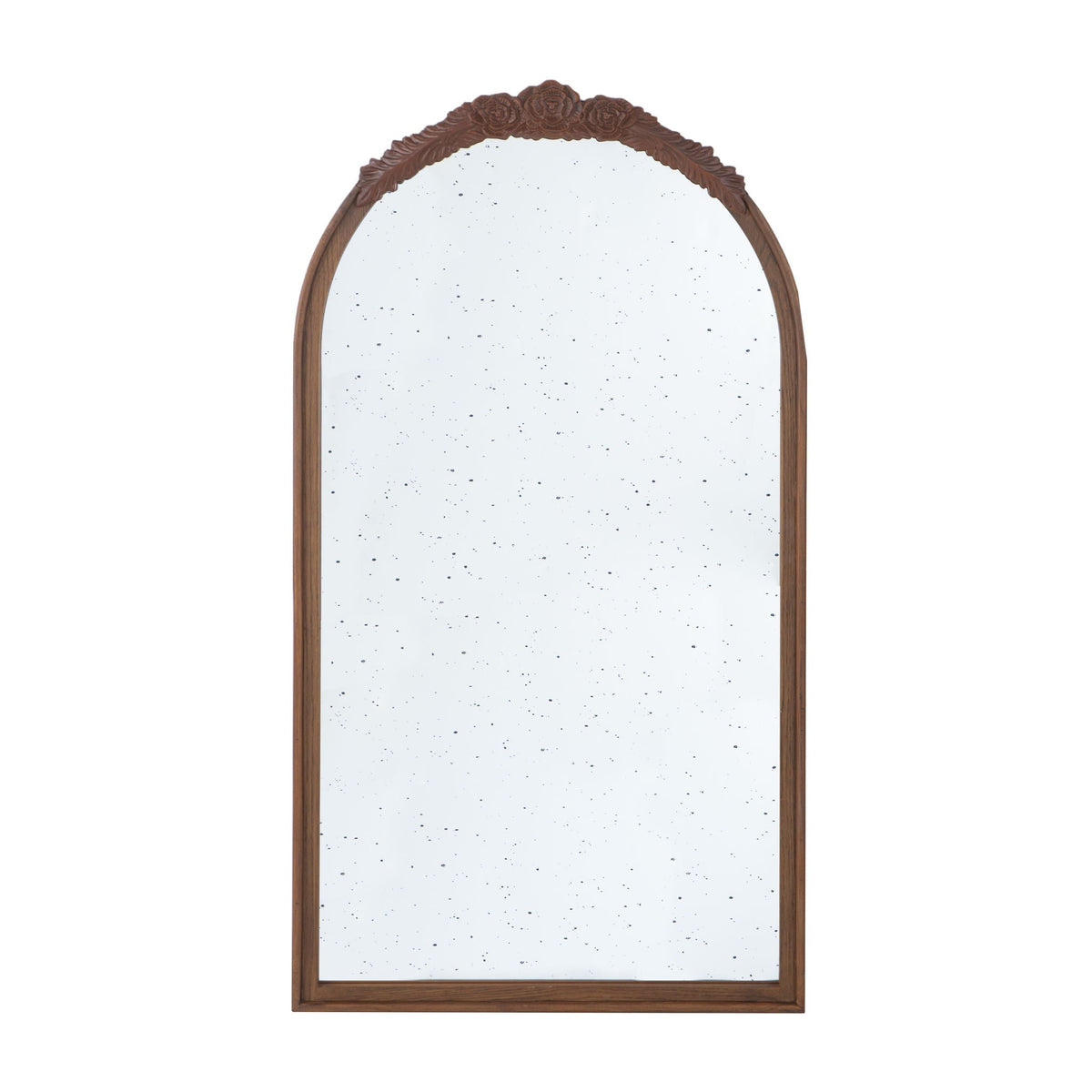 Hand Carved Rose Antique Arched Mirror Frame with Intricate Carvings - Black or Light Brown