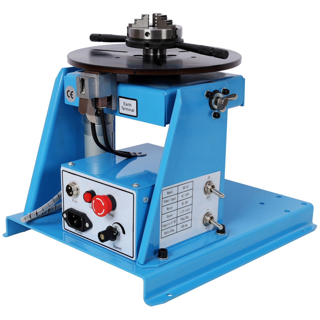 Portable Rotary Welding Positioner with 3 Jaw Lathe Chuck - Blue
