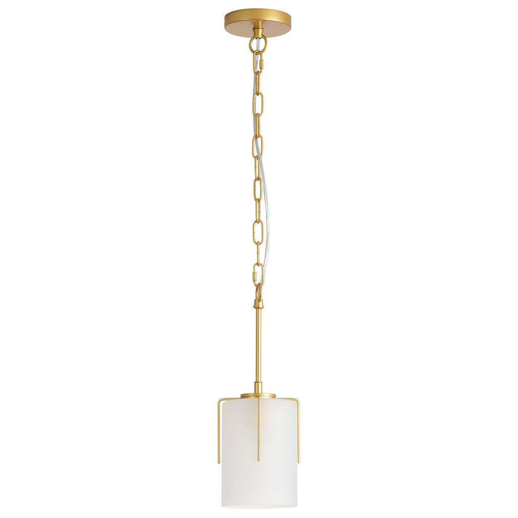 Adjustable Cylindrical Pendant Light with Frosted Glass Shade - Black or Gold