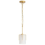 Adjustable Cylindrical Pendant Light with Frosted Glass Shade - Black or Gold