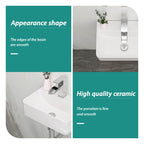 Ceramic Rectangle Wall Mount Bathroom Sink with Single Faucet Hole - White