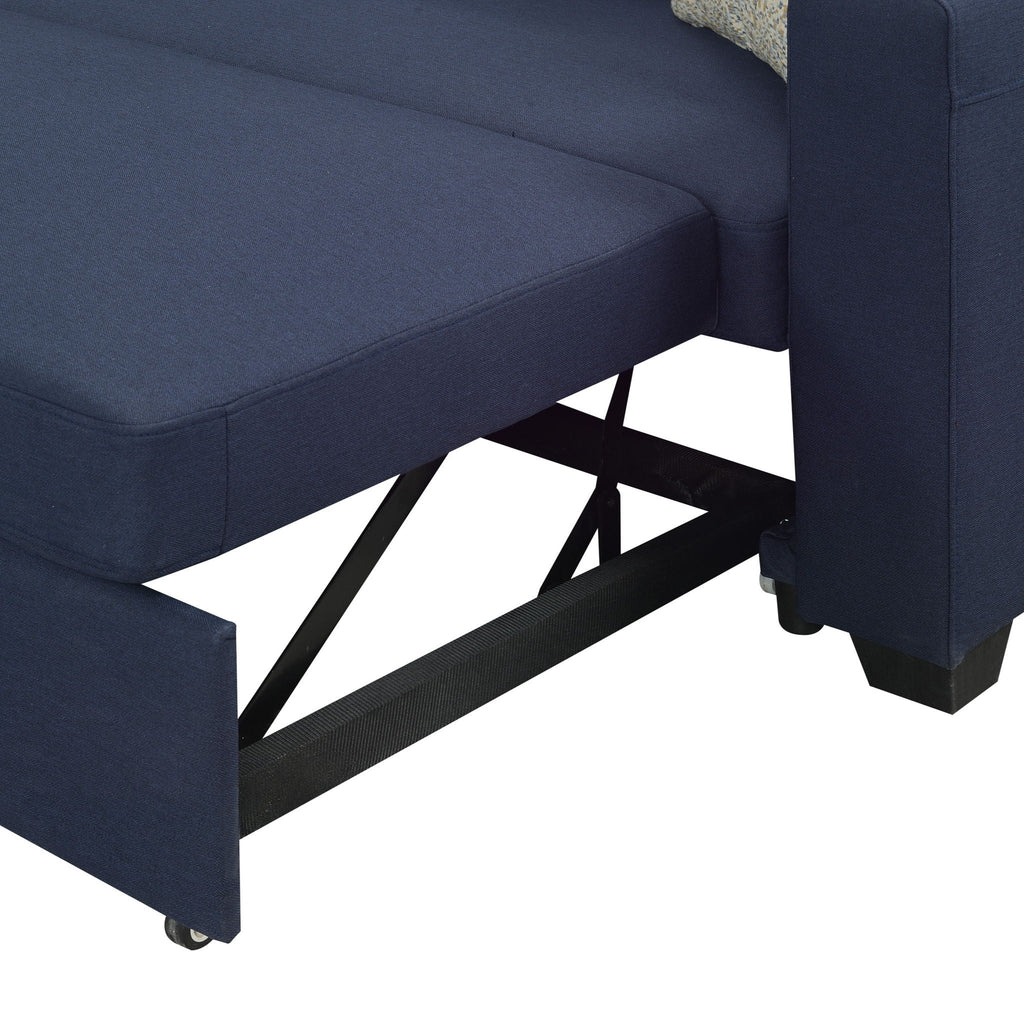 Reversible Sleeper Sectional with Pop Up Bed and Hidden Storage Chaise - Navy