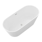 Gloss Freestanding Soaking Bathtub with Overflow and Drain - White