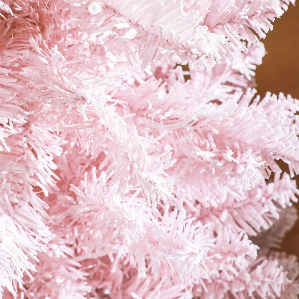 Pink 5ft Pencil Christmas Tree with Snow-Flocked Branches - Pink