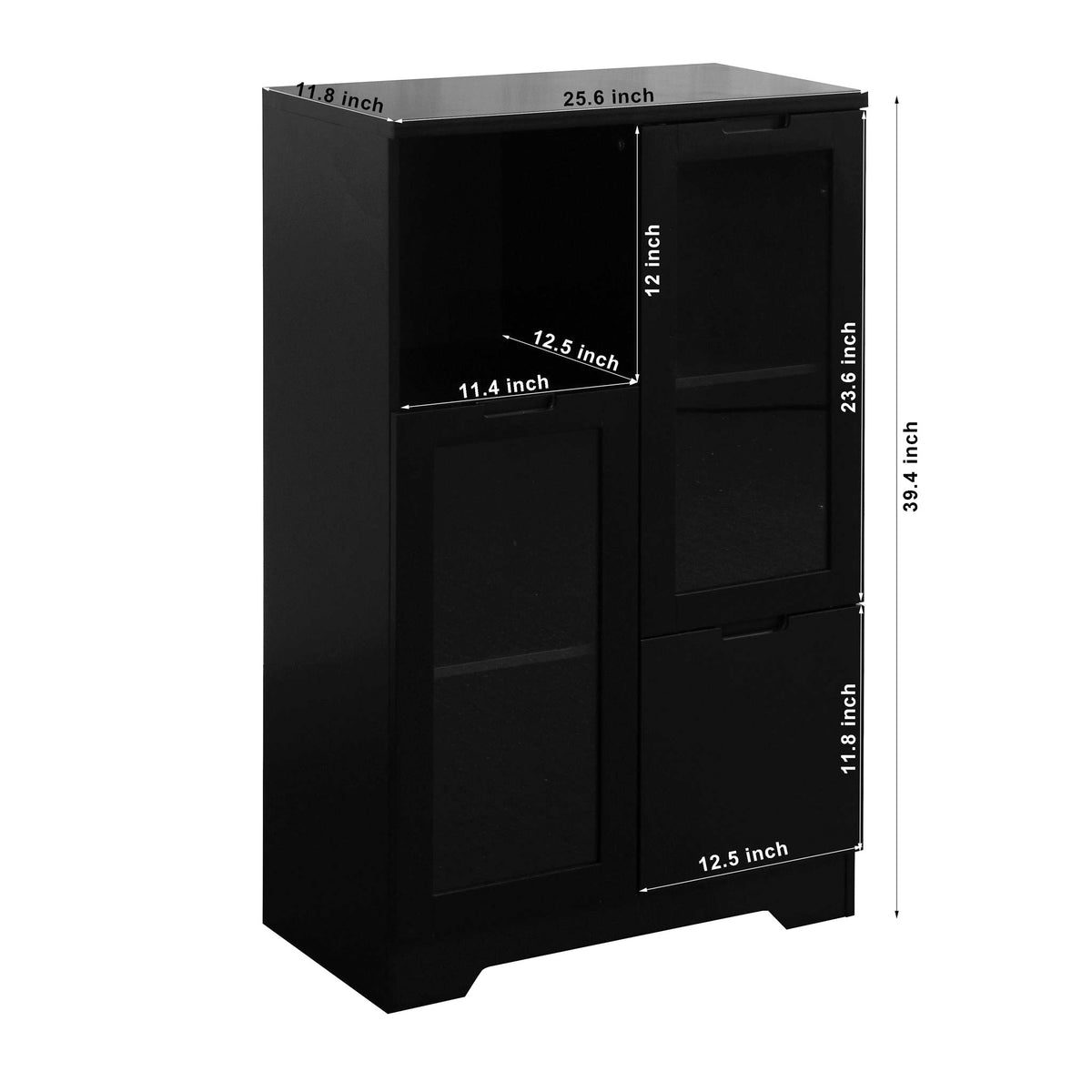 Modern Cabinet with Glass Doors and Drawer - Adjustable Shelves - Multiple Colors
