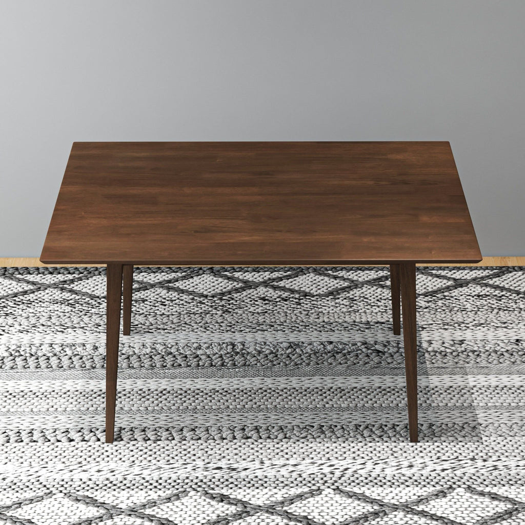 Mid-Century Modern Solid Wood Dining Table with Beveled Edges - Dark Brown or White