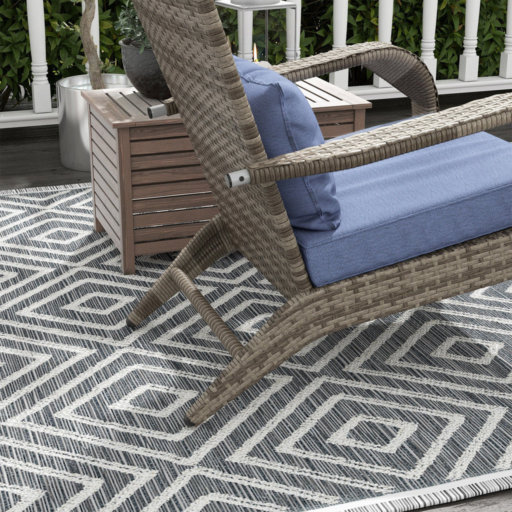 Wicker Adirondack Chair with Ottoman with Removable Cushions - Brown