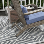 Wicker Adirondack Chair with Ottoman with Removable Cushions - Brown