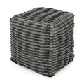 Teal Blue Fabric Square Pouf Ottoman with Polystyrene Bead Fill - 16"