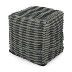 Teal Blue Fabric Square Pouf Ottoman with Polystyrene Bead Fill - 16"