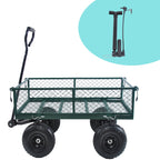 Green Outdoor Wagon Cart with Foldable Steel Frame - 550 lb Capacity